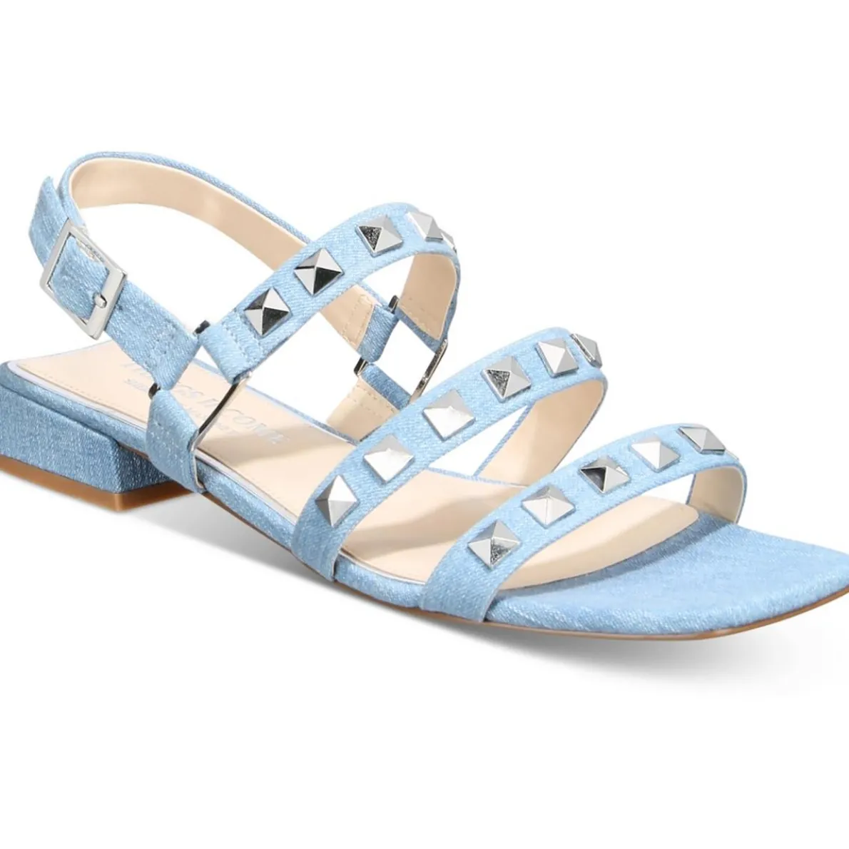 Audrey Studded Faux Leather Block Heel