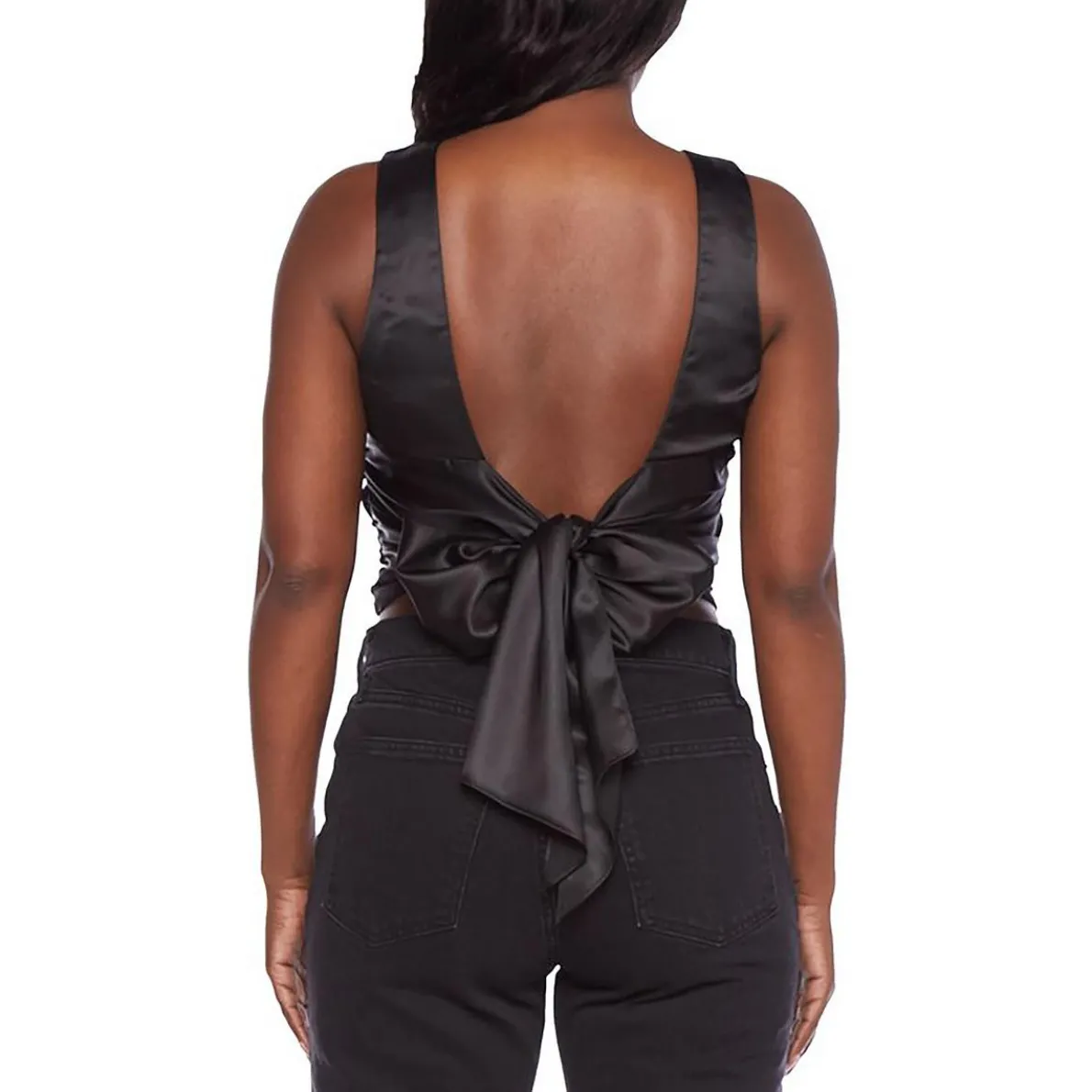 Bee Darlin Juniors Satin Open Back Halter Top