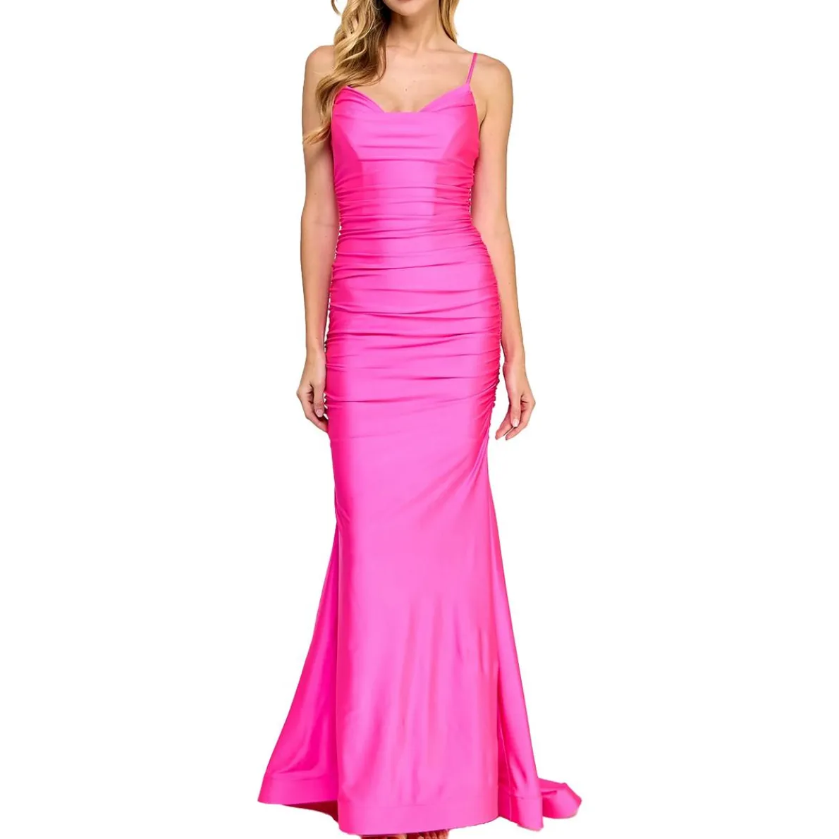 Bee Darlin Juniors Satin Ruched Evening Dress