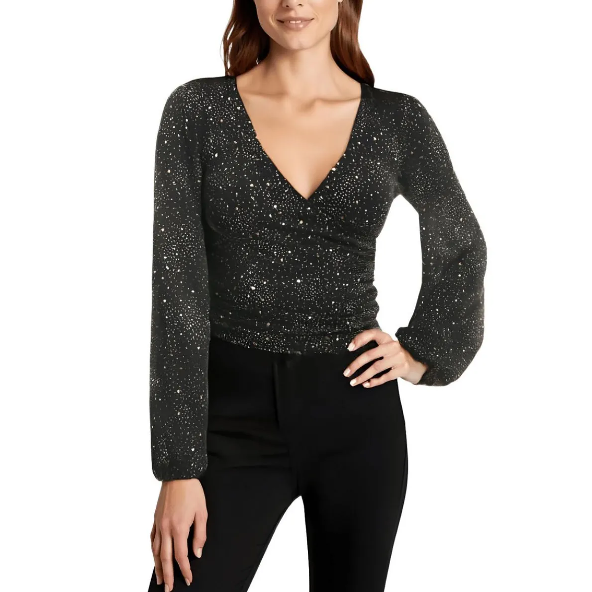 Bee Darlin Metallic Nylon Wrap Top