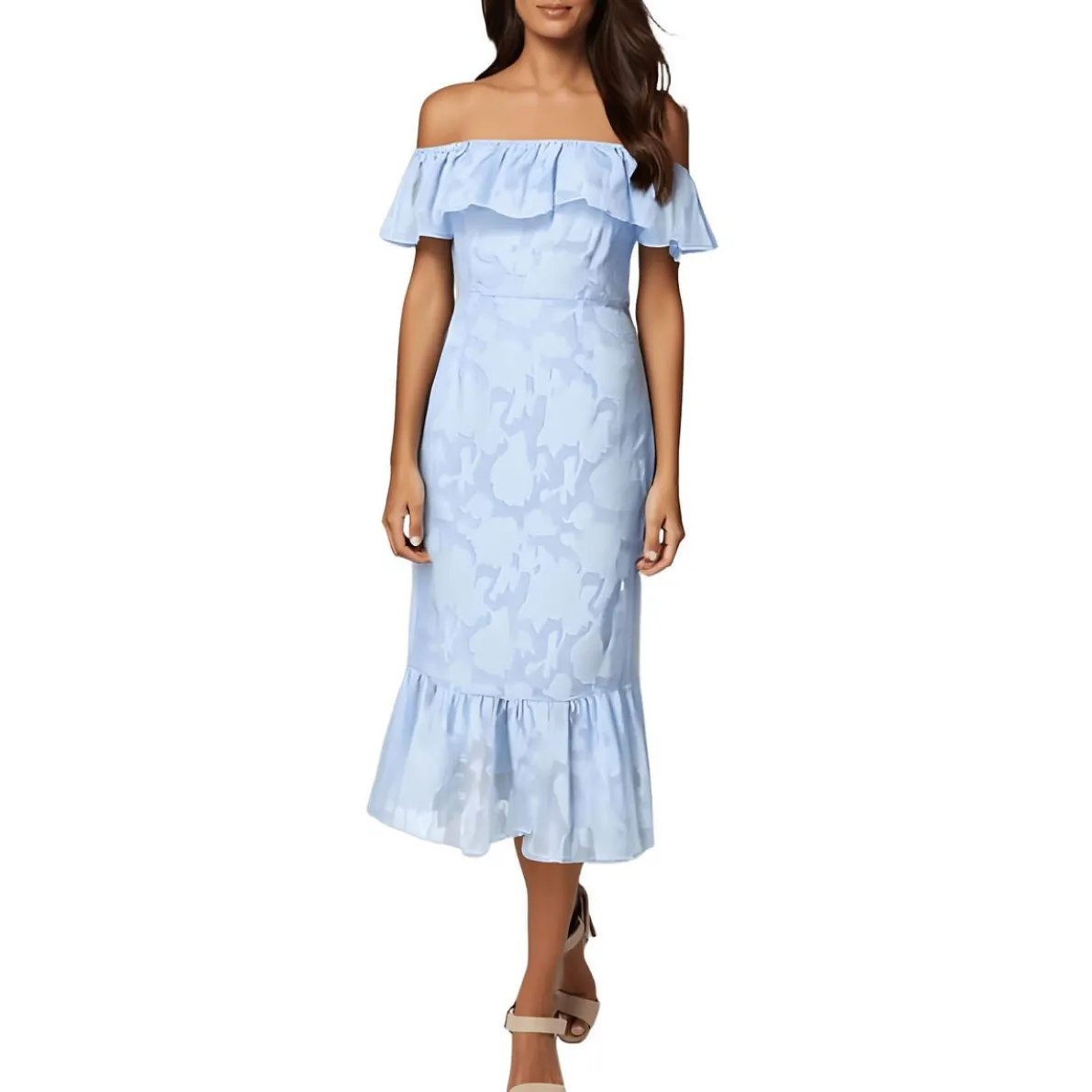 Below Knee Jaquard Midi Dress