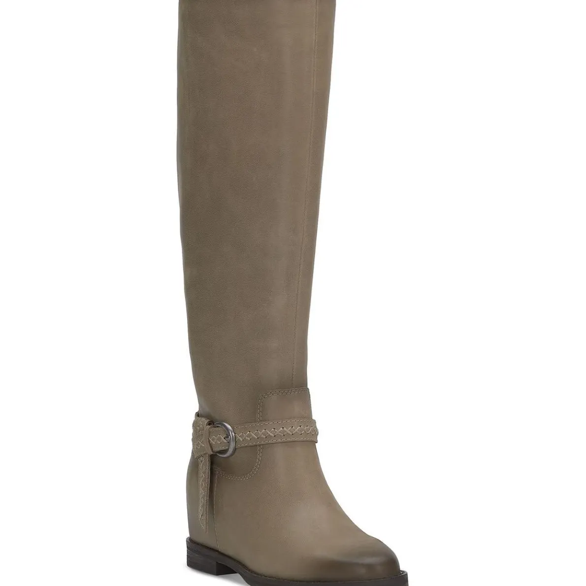 Belted Leather Knee-High Boots