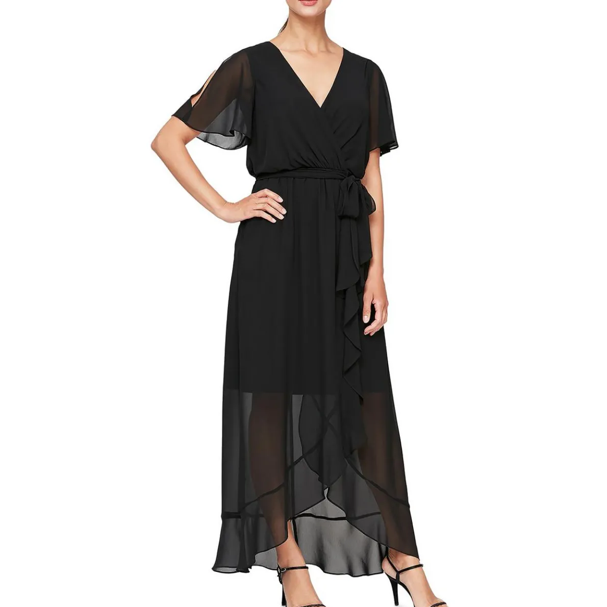 Belted Long Wrap Dress