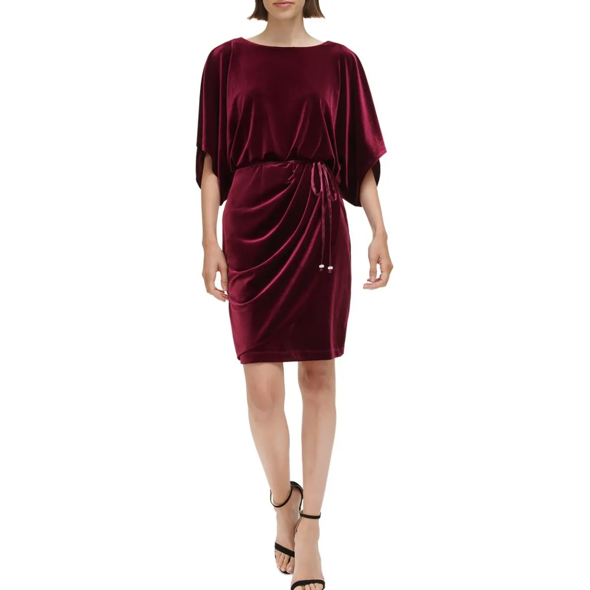 Belted Velvet Wrap Dress