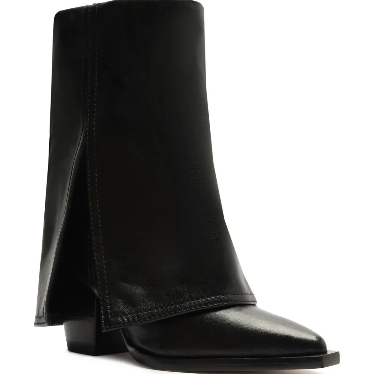 Bianca Leather Pull-On Mid-Calf Boots