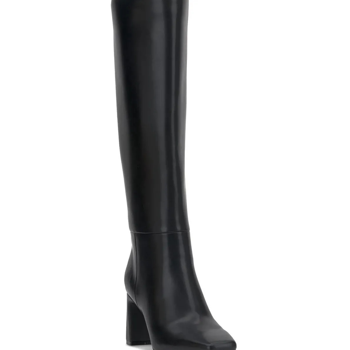 Block Heel Faux Leather Knee-High Boots