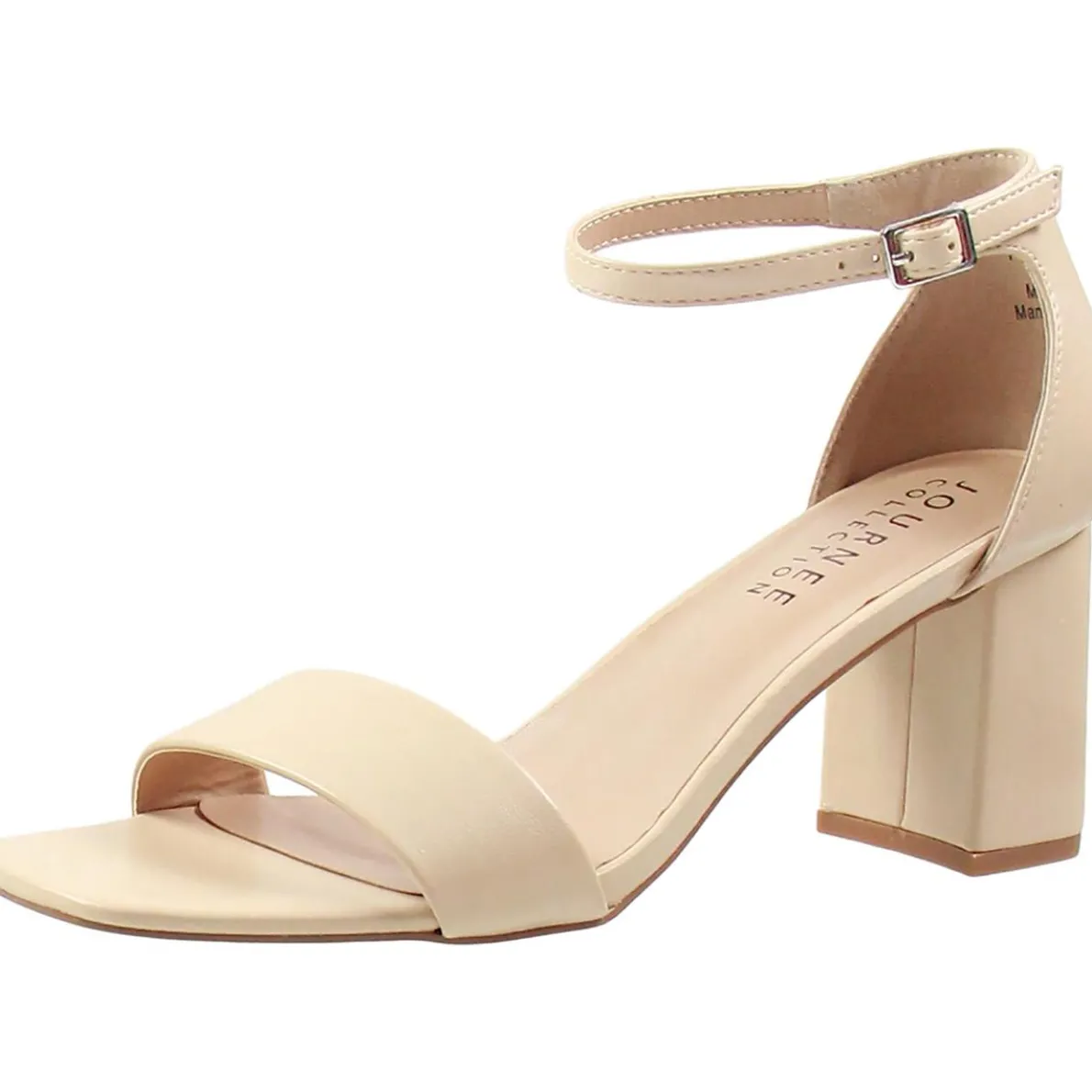 Block Heel Faux Leather Ankle Strap