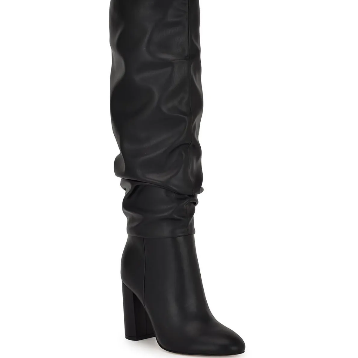 Block Heel Faux Leather Knee-High Boots