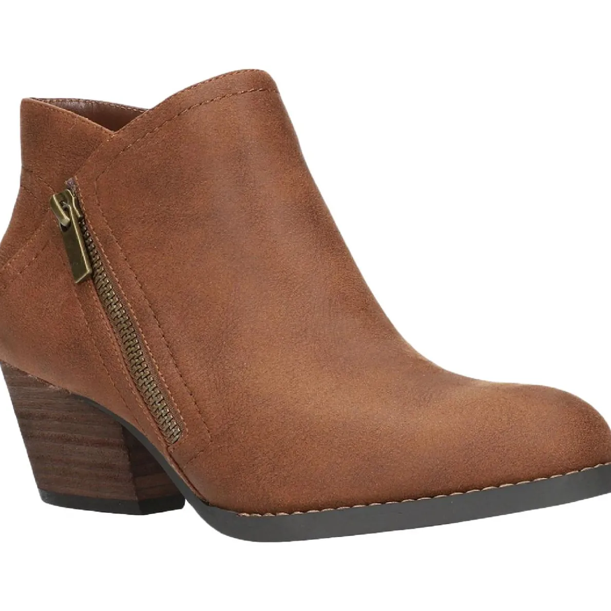 Bobbi Faux Leather Block Heel Booties