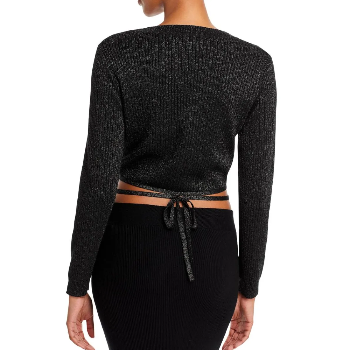 Bowery Glitter Tie Hem Pullover Top