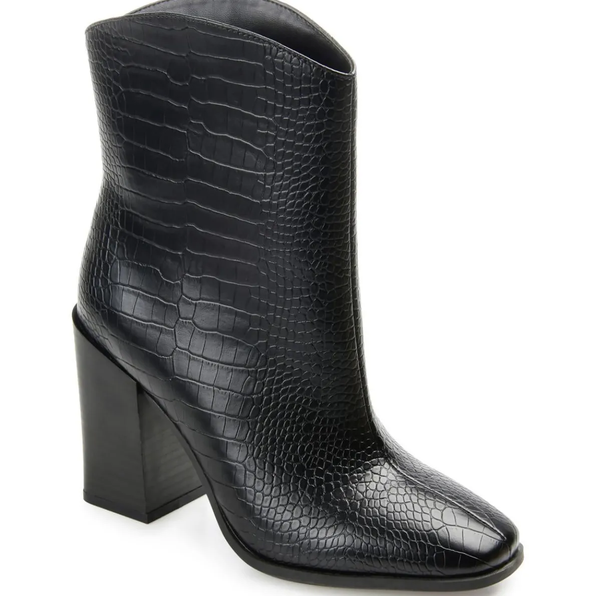 Brekinn Faux Leather Block Heel Mid-Calf Boots