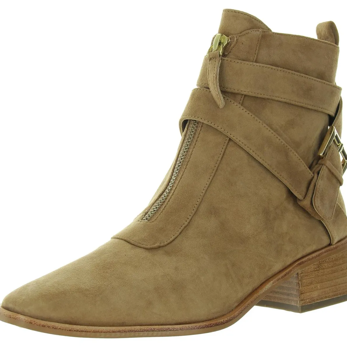 Buckle Faux Suede Ankle Boots