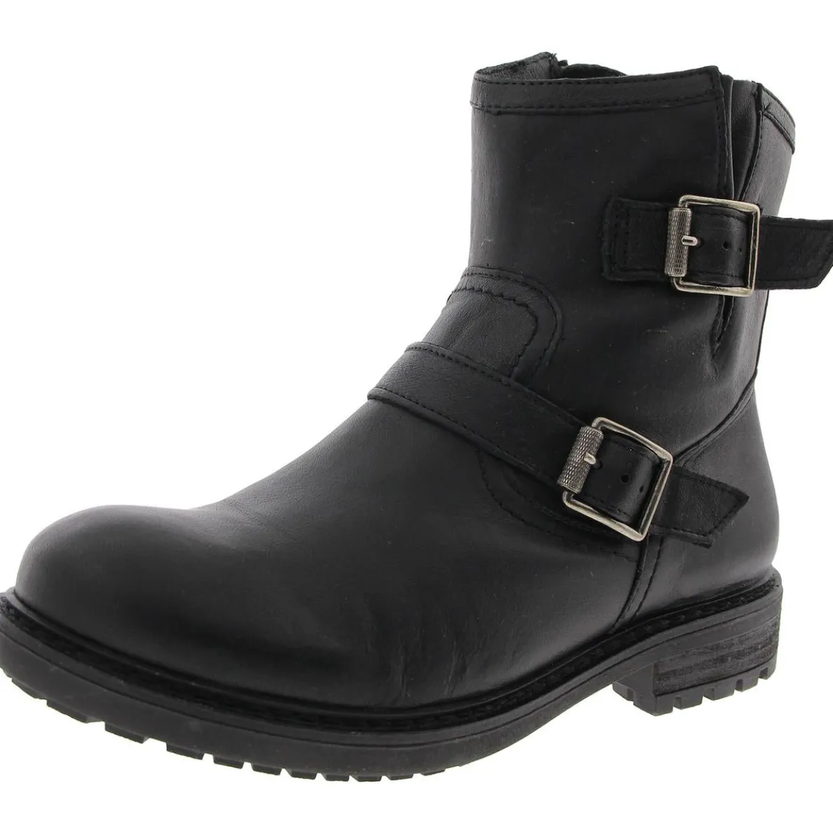 Buckle Leather Motorcycle Boots