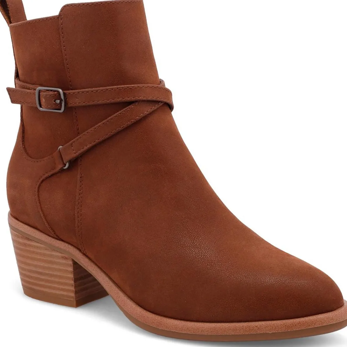 Santina Faux Leather Stacked Heel Ankle Boots