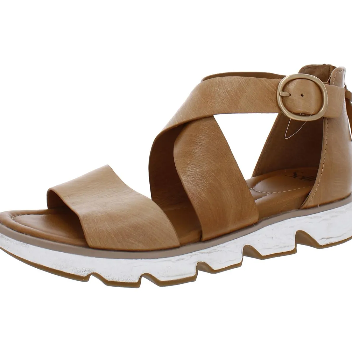 Mackenna Leather Criss-Cross Wedge Sandals