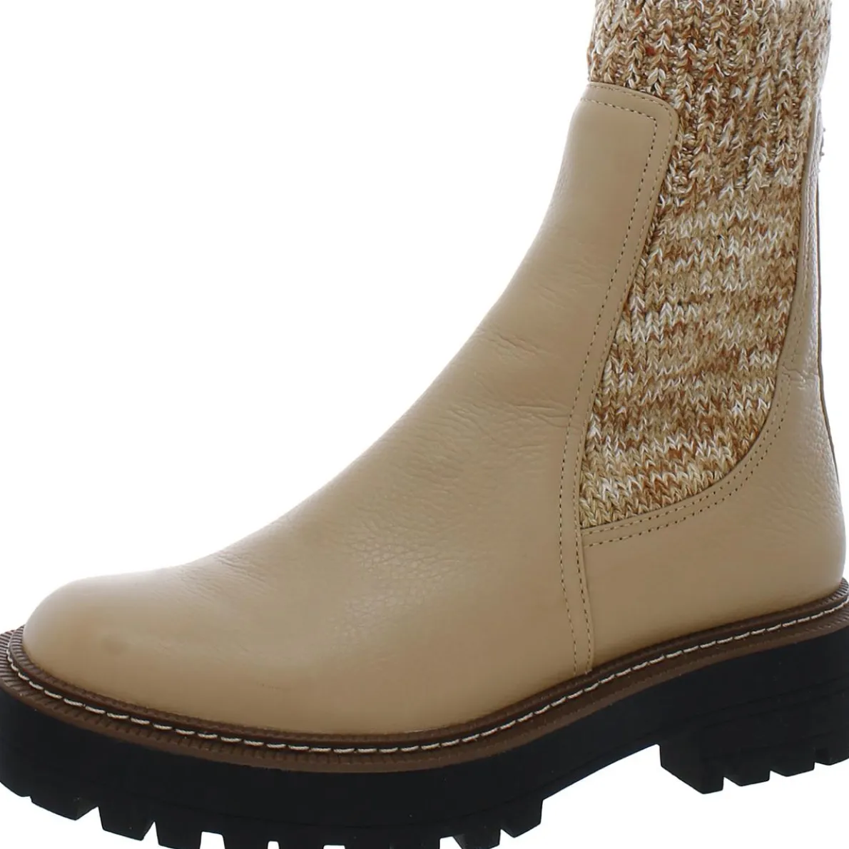 Laguna Knit Leather Round Toe Chelsea Boots