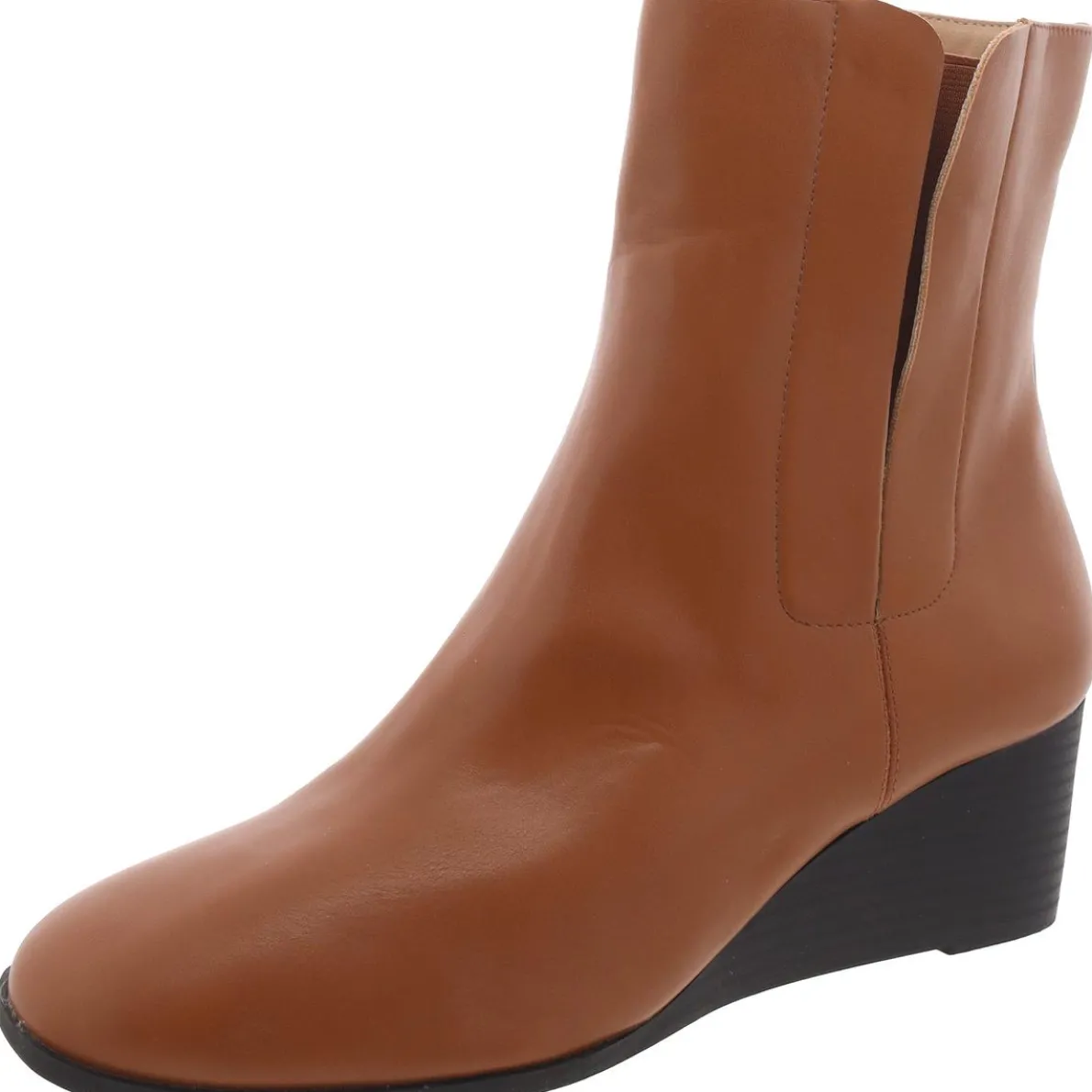 Faux Leather Heeled Wedge Boots