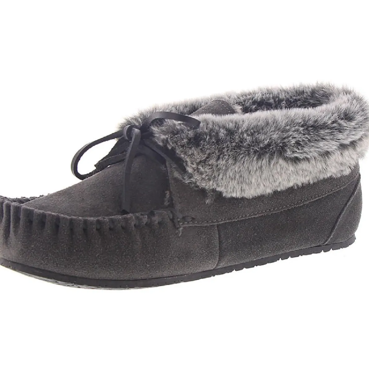 Cabin Bootie Bow Faux Fur Lined Moccasins