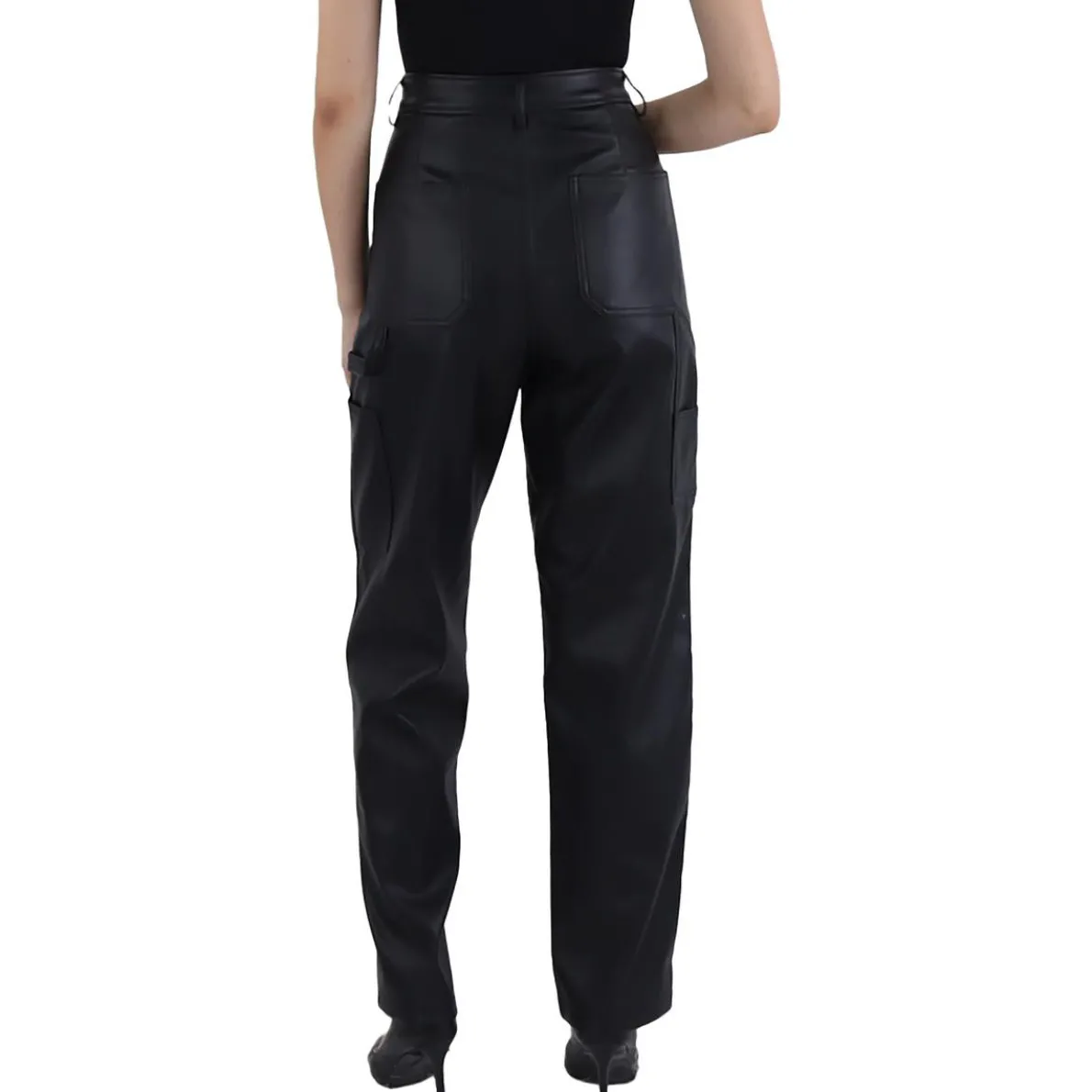 Carmine Solid High Rise Straight Leg Pants