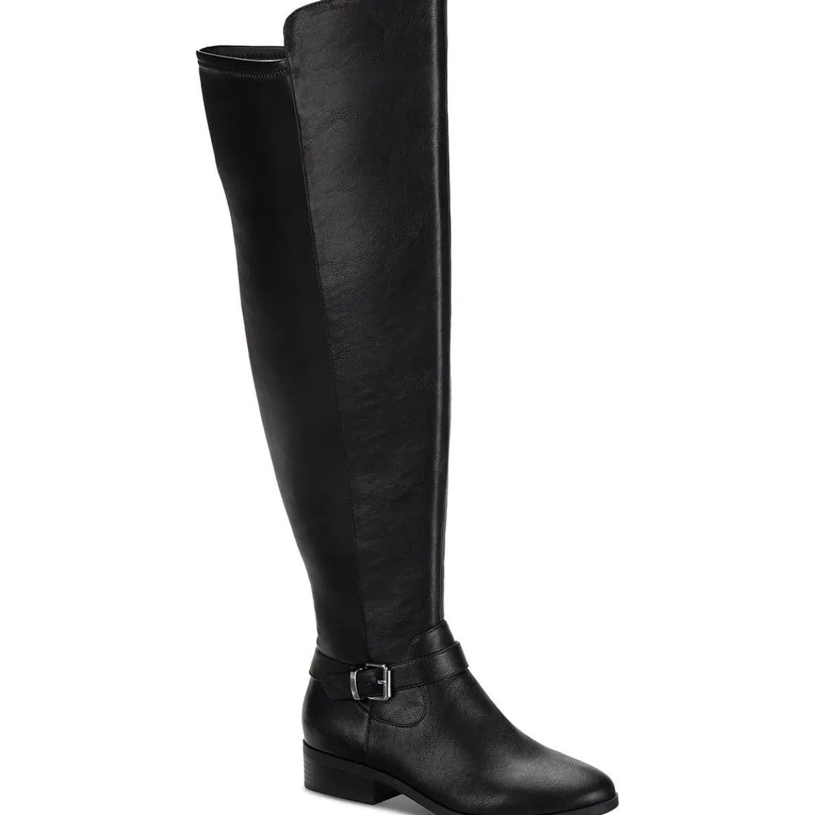 Charlaa Faux Leather Buckle Over-The-Knee Boots