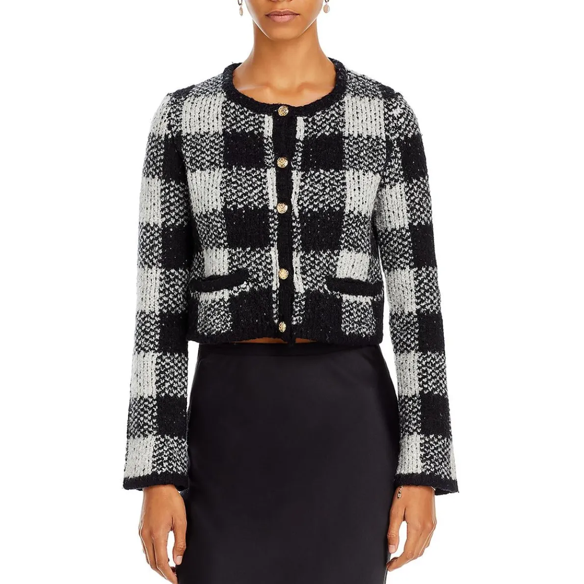 Checkered Long Sleeve Cardigan Sweater