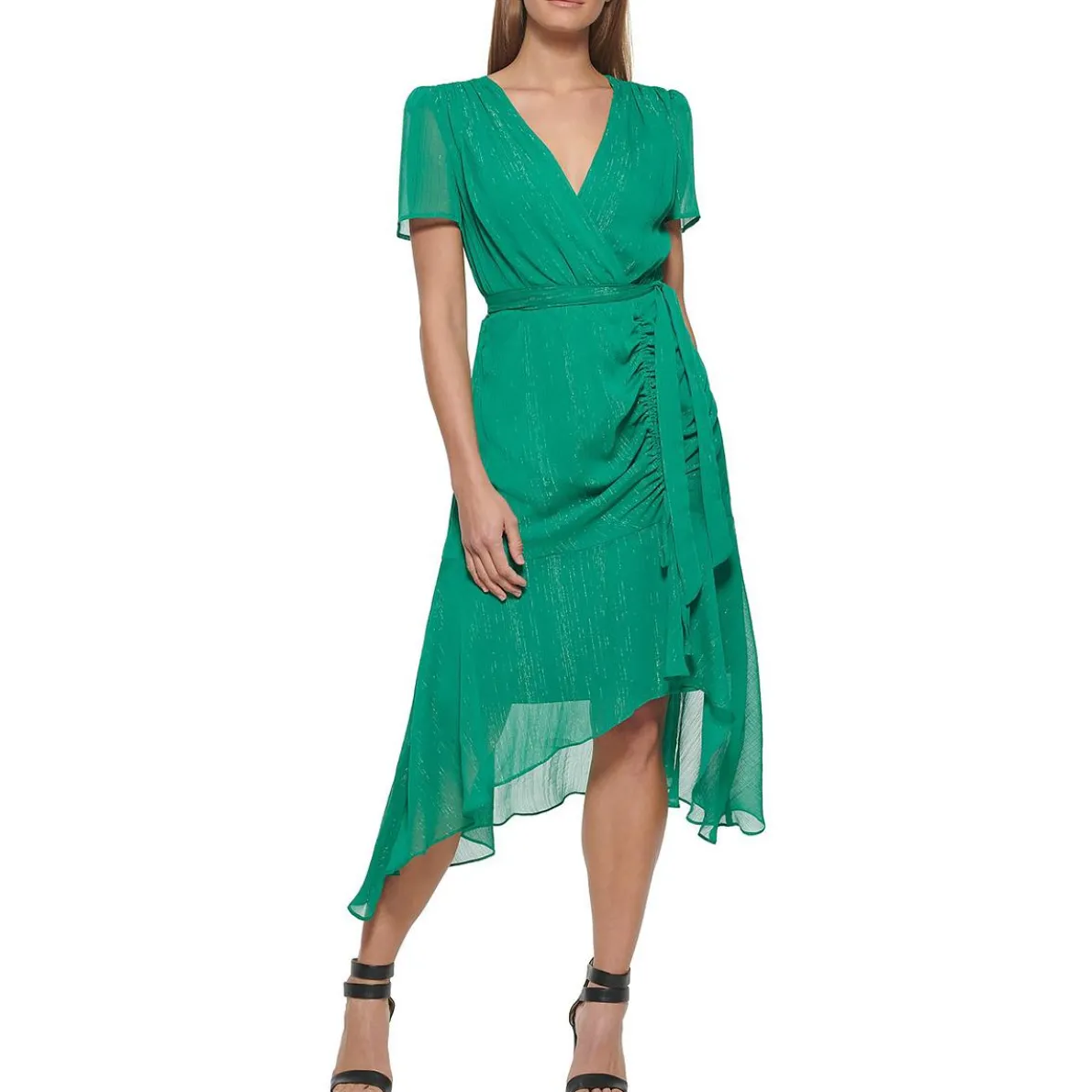 Chiffon Ruched Midi Dress