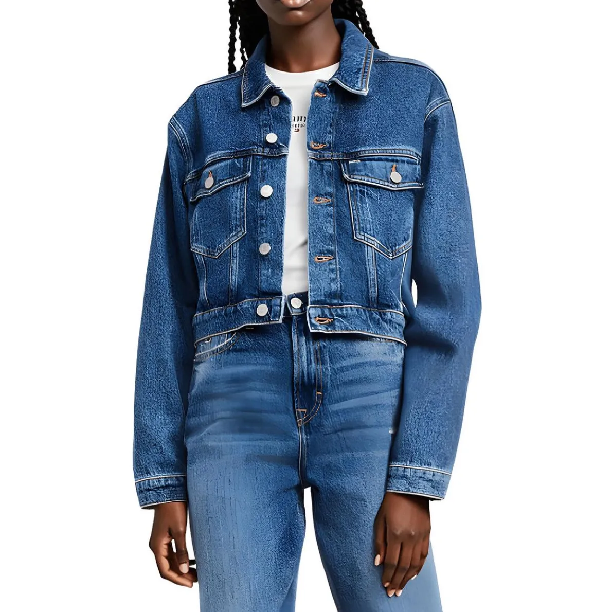 Claire Cropped Denim Jacket Pocket Denim Denim Jacket