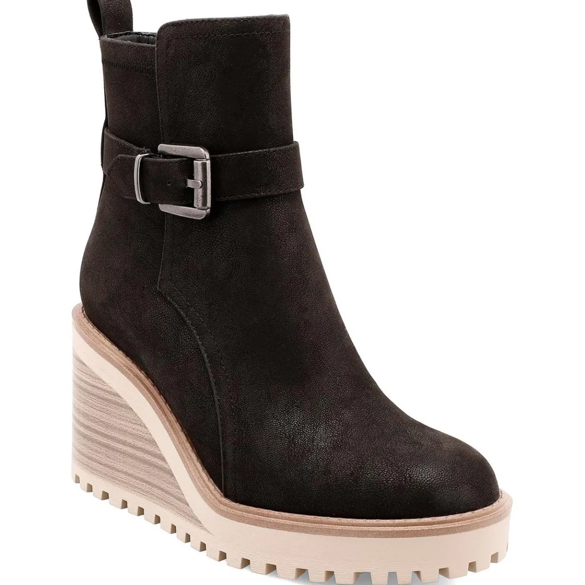 Cleste Buckle Wedge Boots