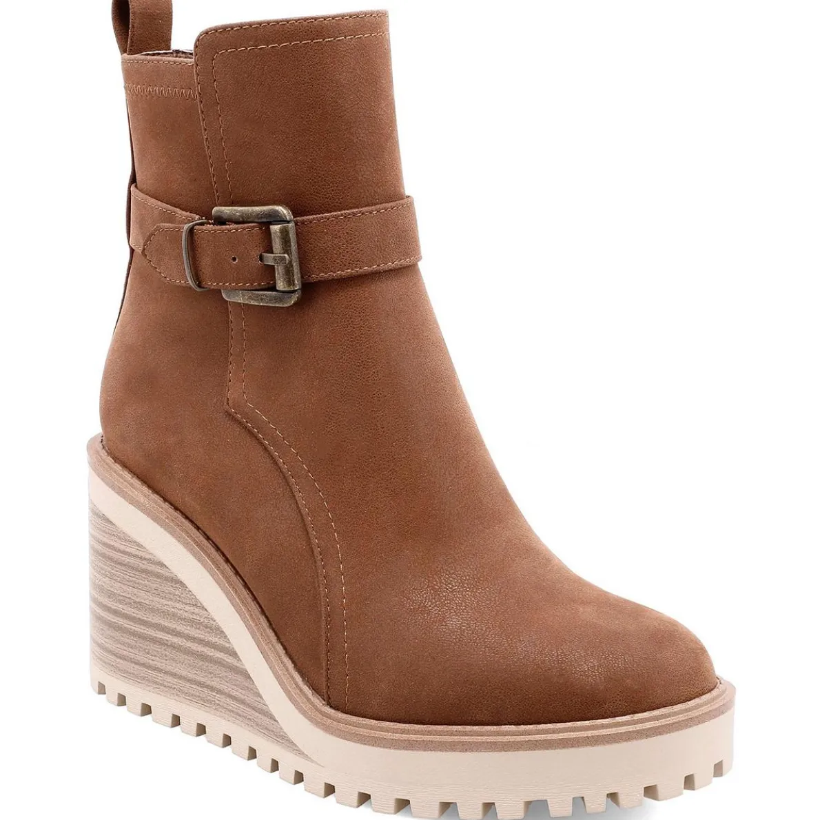 Cleste Buckle Wedge Boots