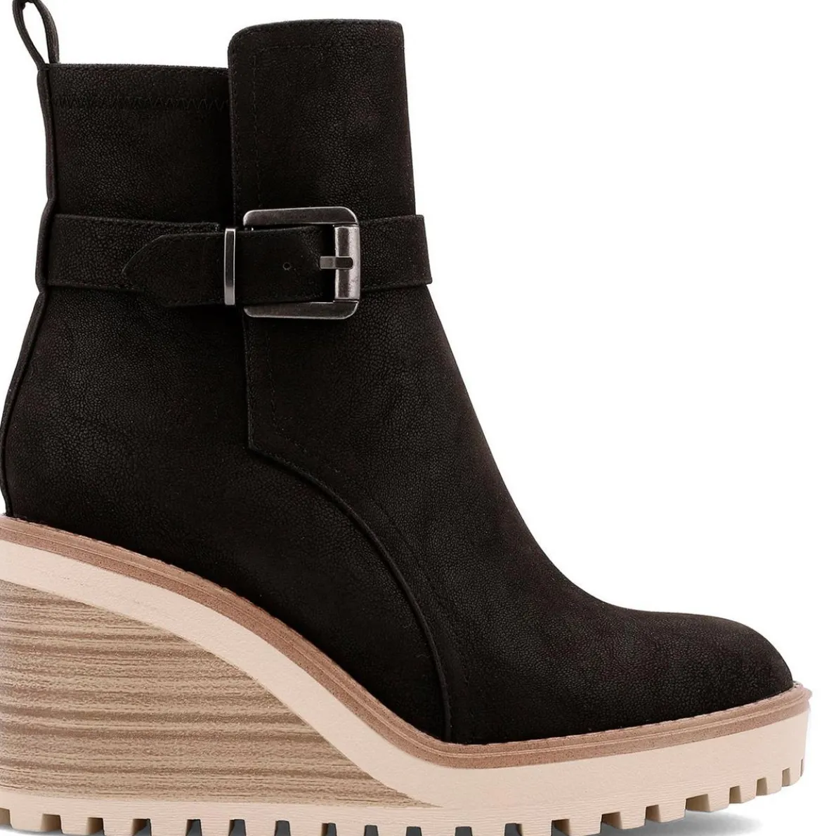 Cleste Buckle Wedge Boots