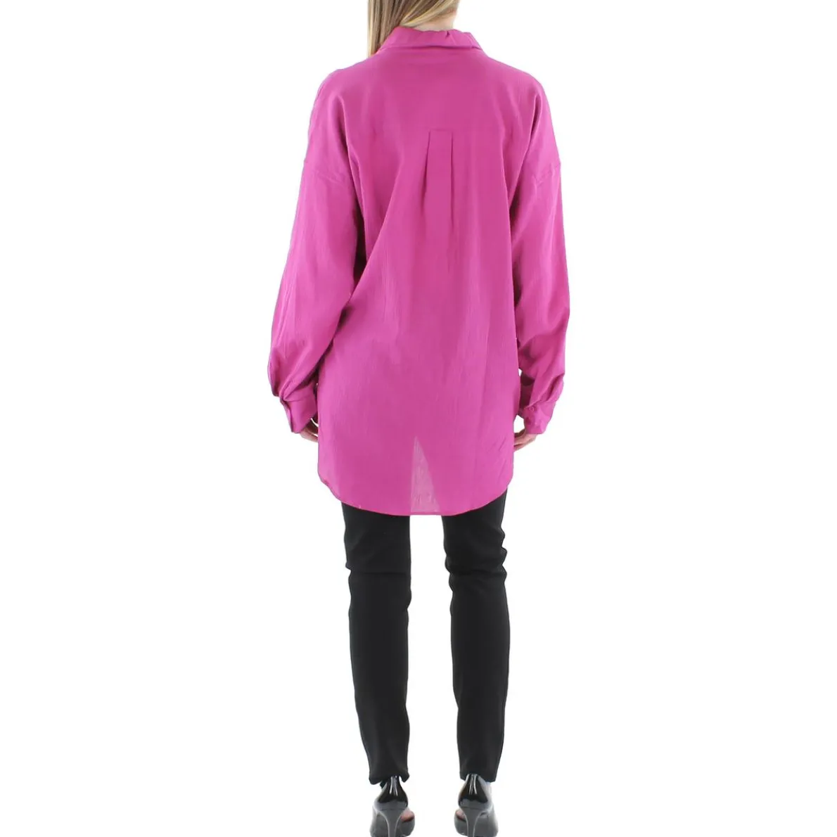 Collared Long Sleeve Button-Down Top