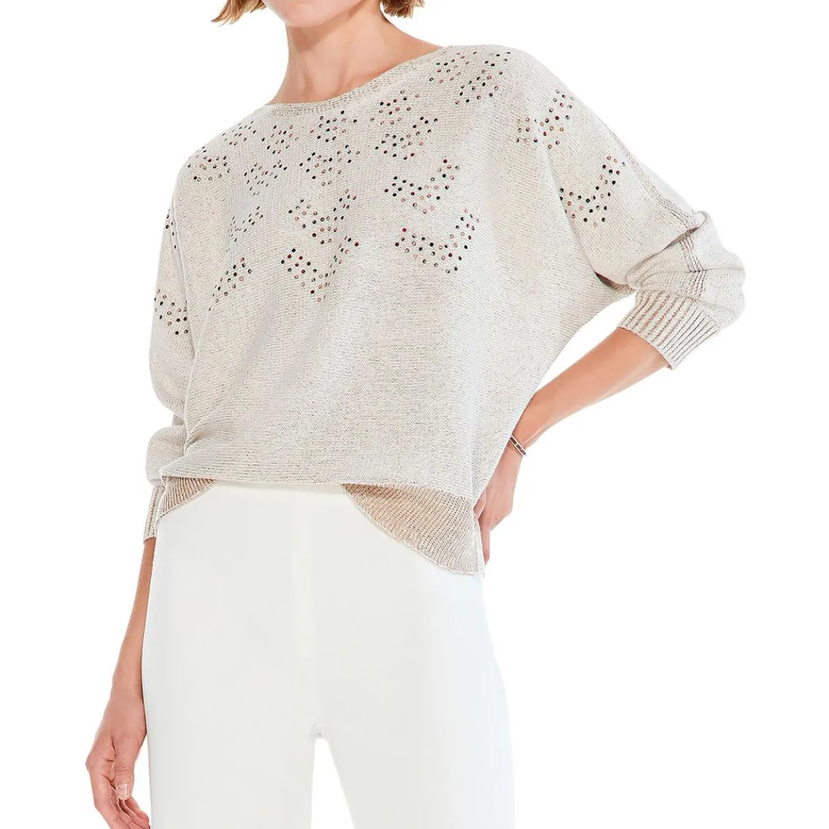 Constellation Embellished Knit Pullover Sweater