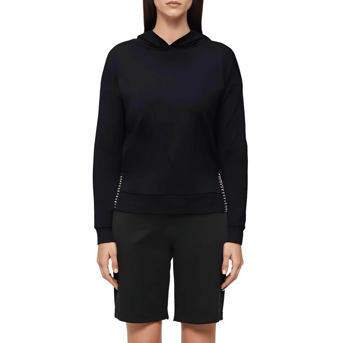 Contrast Trim Cotton Hoodie