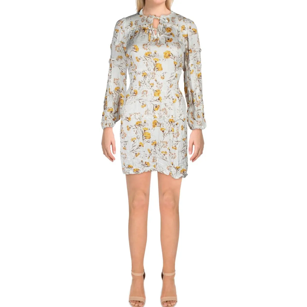 Petites Floral Print Smocked Waist Fit & Flare Dress
