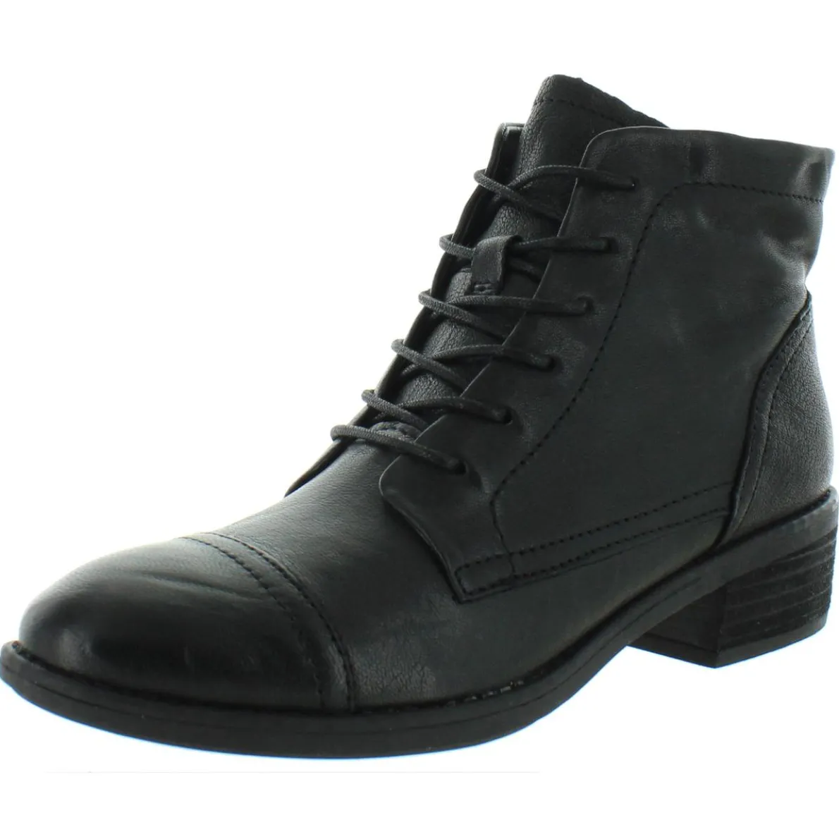 Cordia Leather Cap Toe Combat Boots