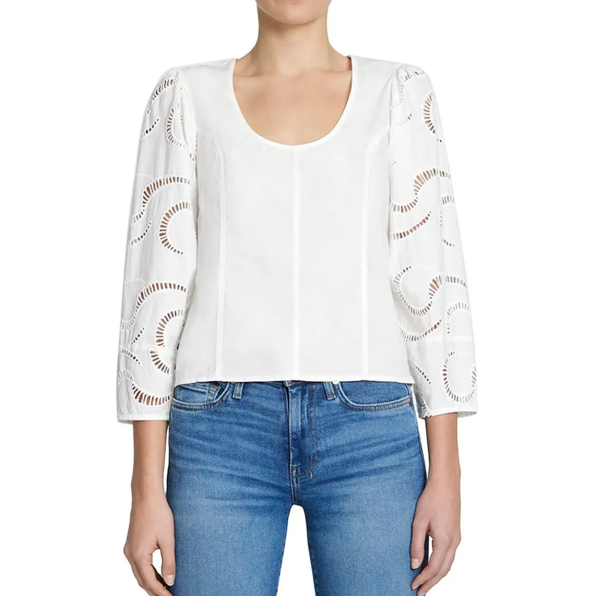 Cotton Balloon Sleeves Blouse