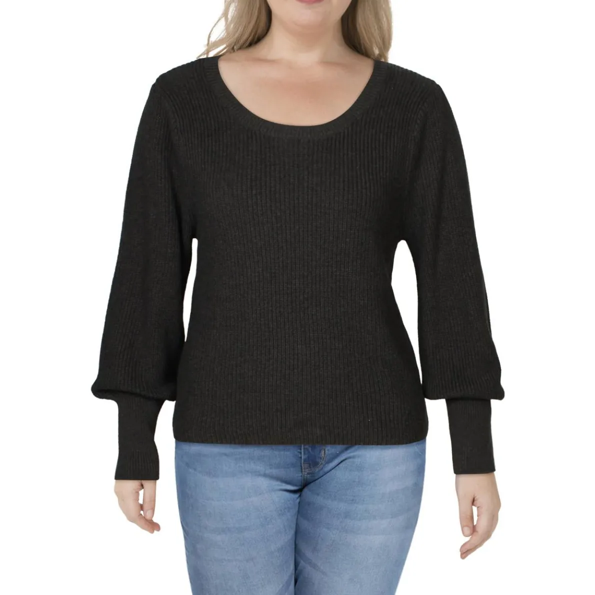 Cotton Bishop Sleeves Crewneck Sweater