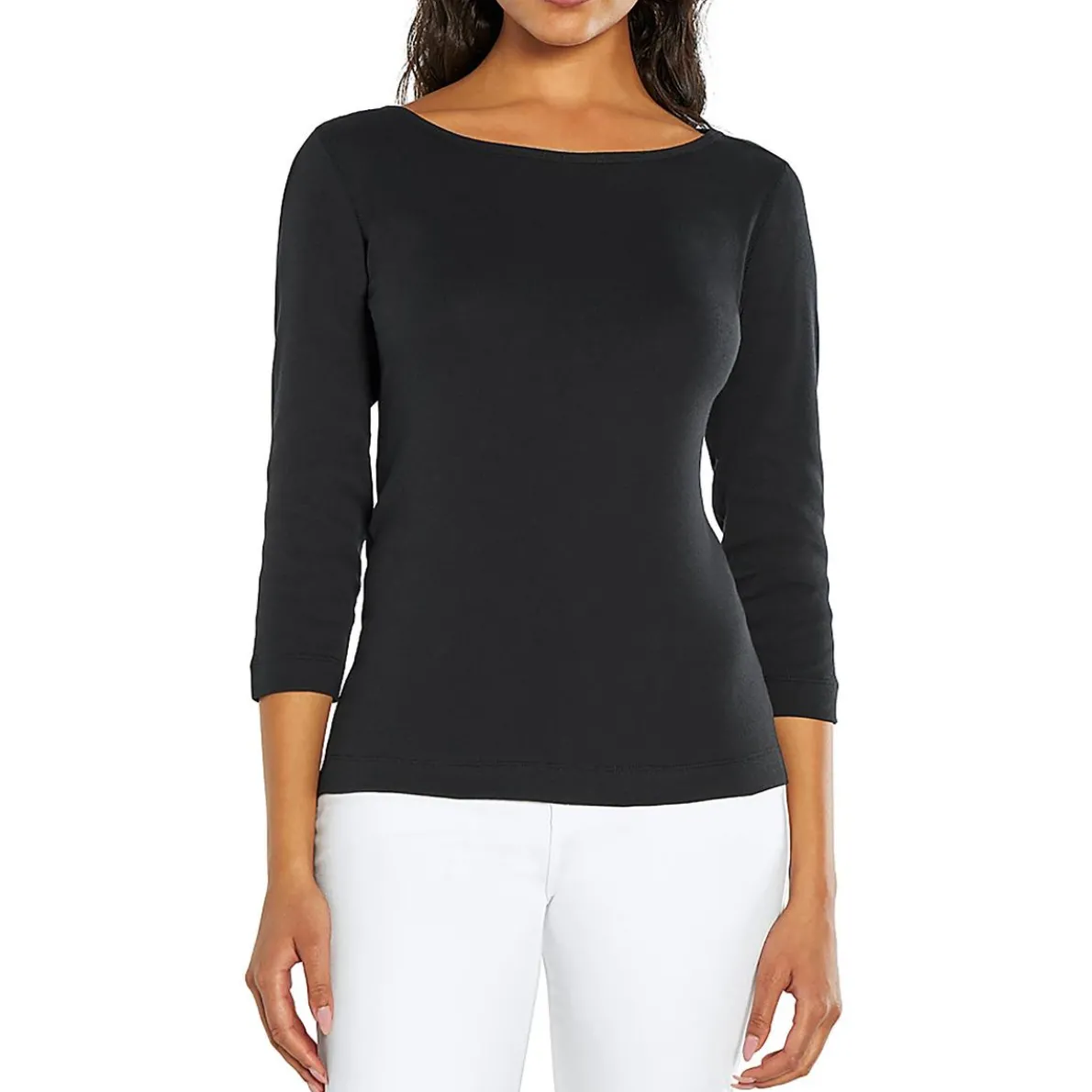 Cotton Boat Neck Pullover Top