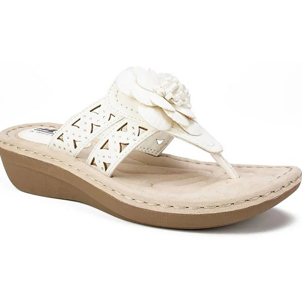 Cynthia Faux Leather Thong Wedge Sandals