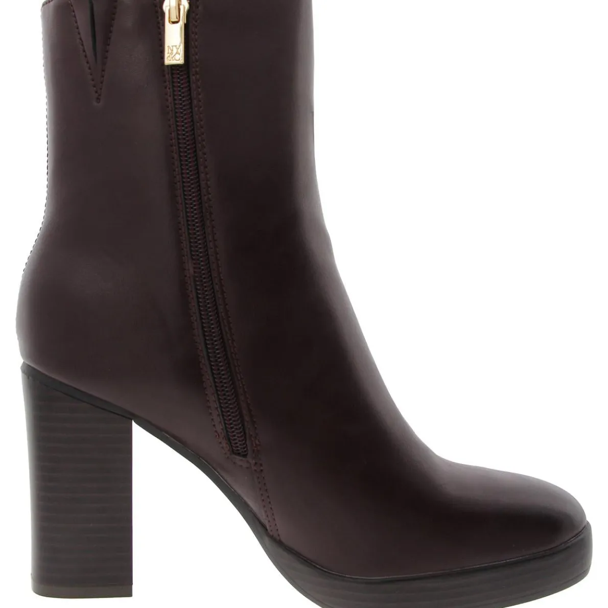 Zipper Faux Leather Mid-Calf Boots