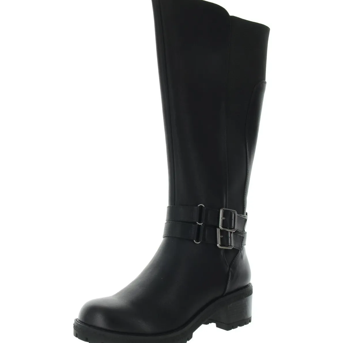 Jonah Buckle Faux Leather Knee-High Boots