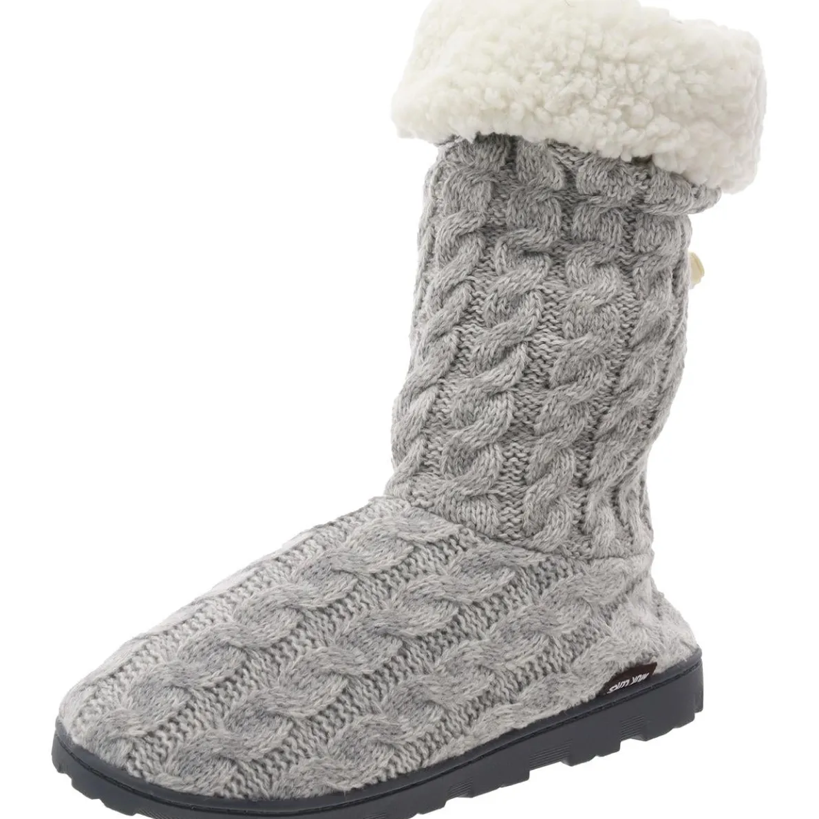 Tabbi Toggle Faux Fur Cable Knit Bootie Slippers