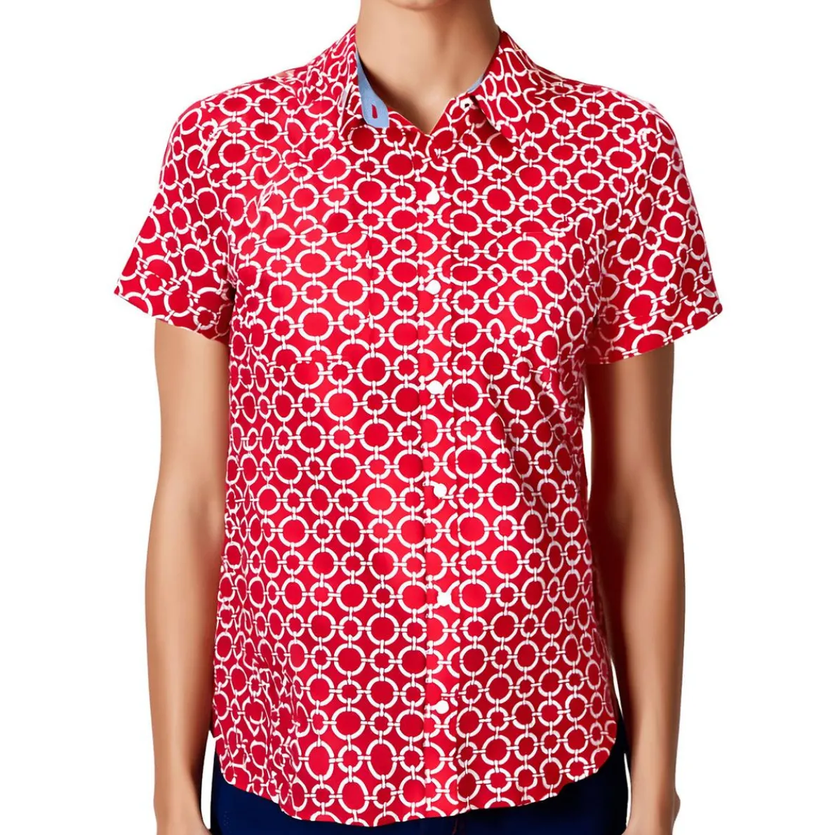 Camp Shirt Printed Cotton Button-Down Top