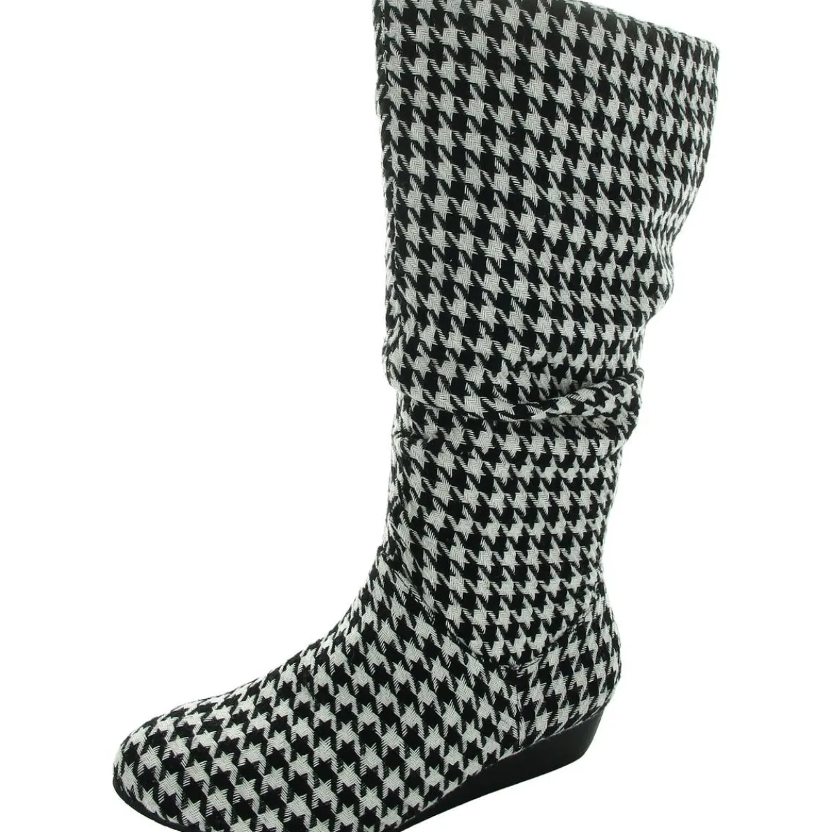 Houndstooth Faux Suede Mid-Calf Boots