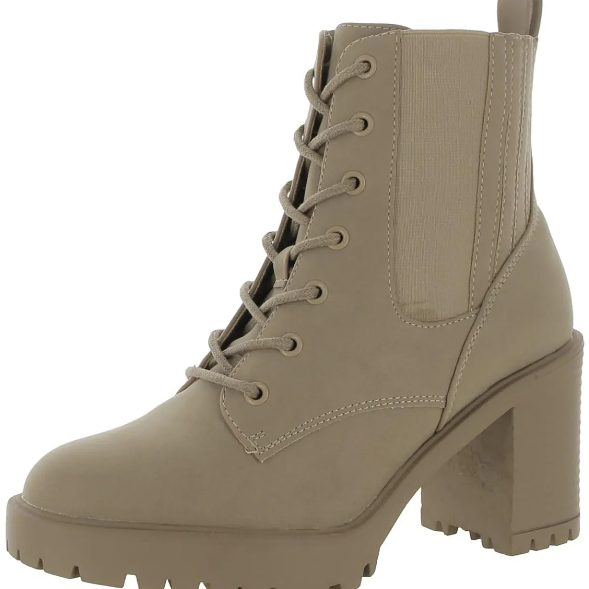 Daryl Faux Leather Block Heel Combat & Lace-Up Boots