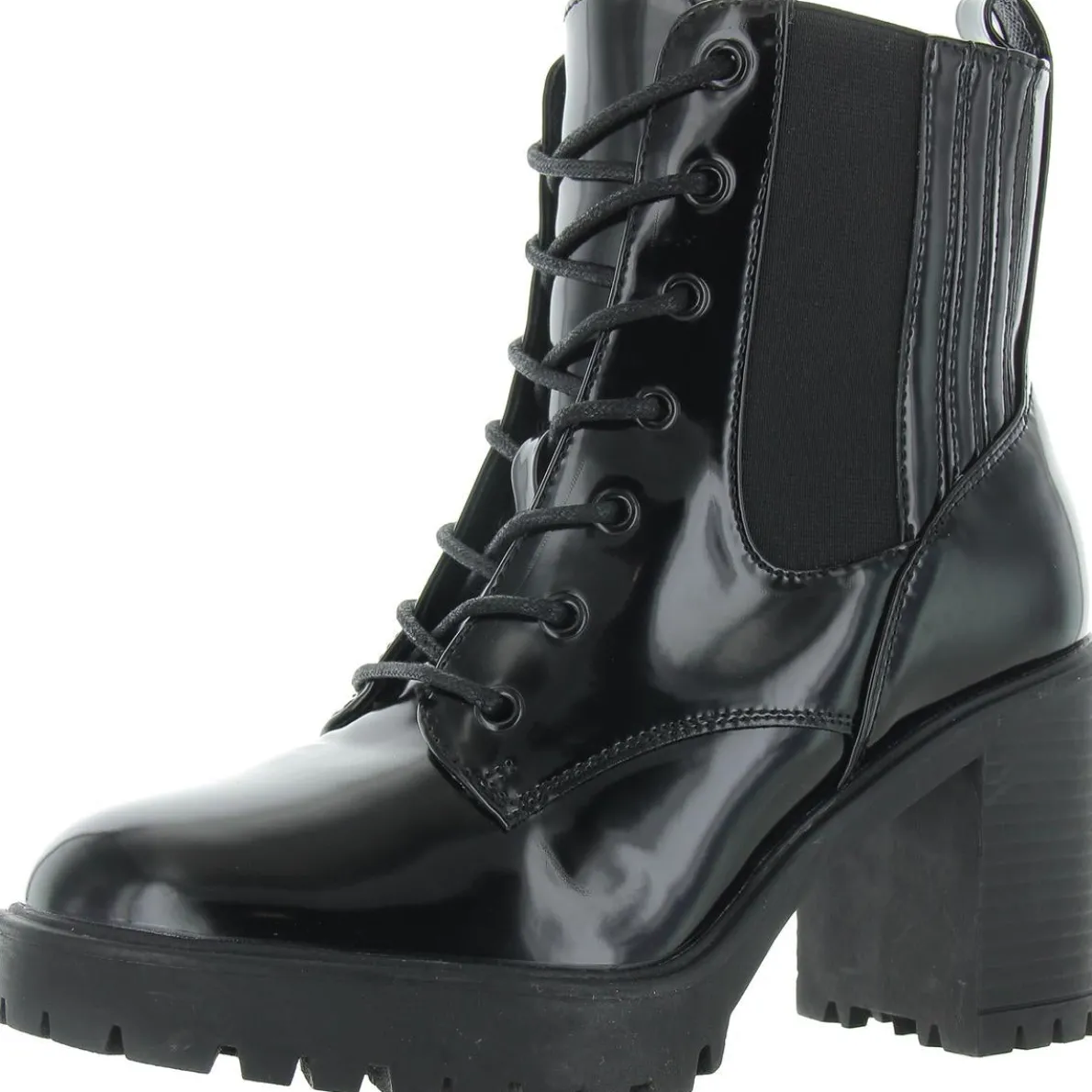 Daryl Faux Leather Block Heel Combat & Lace-Up Boots