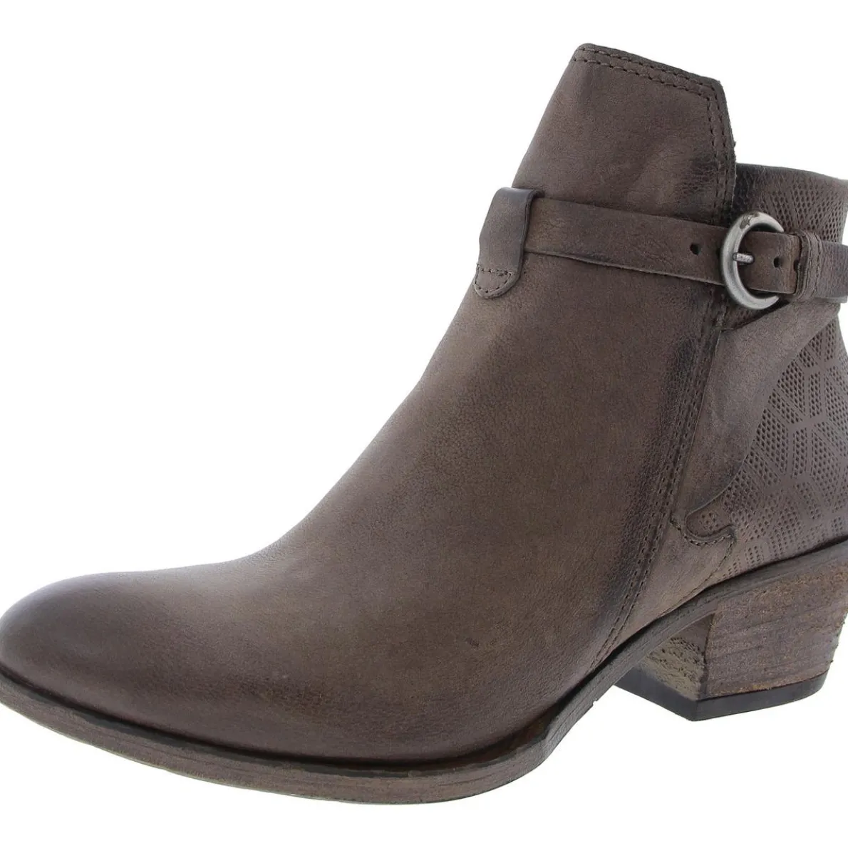 Davis Leather Stacked Heel Ankle Boots