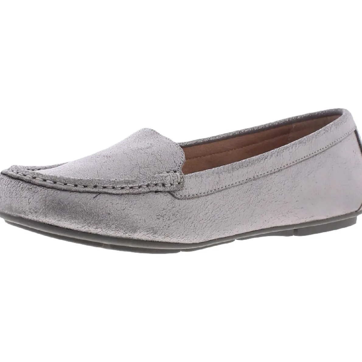 Debbie Leather Metallic Slip On Moccasin Loafers