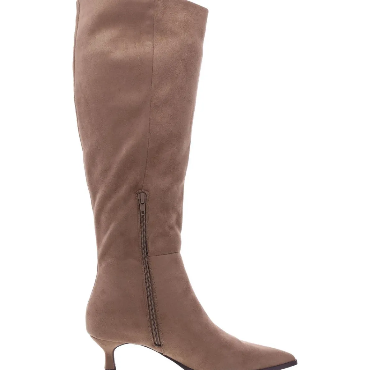 Debutt Faux Leather Kitten Heel Knee-High Boots