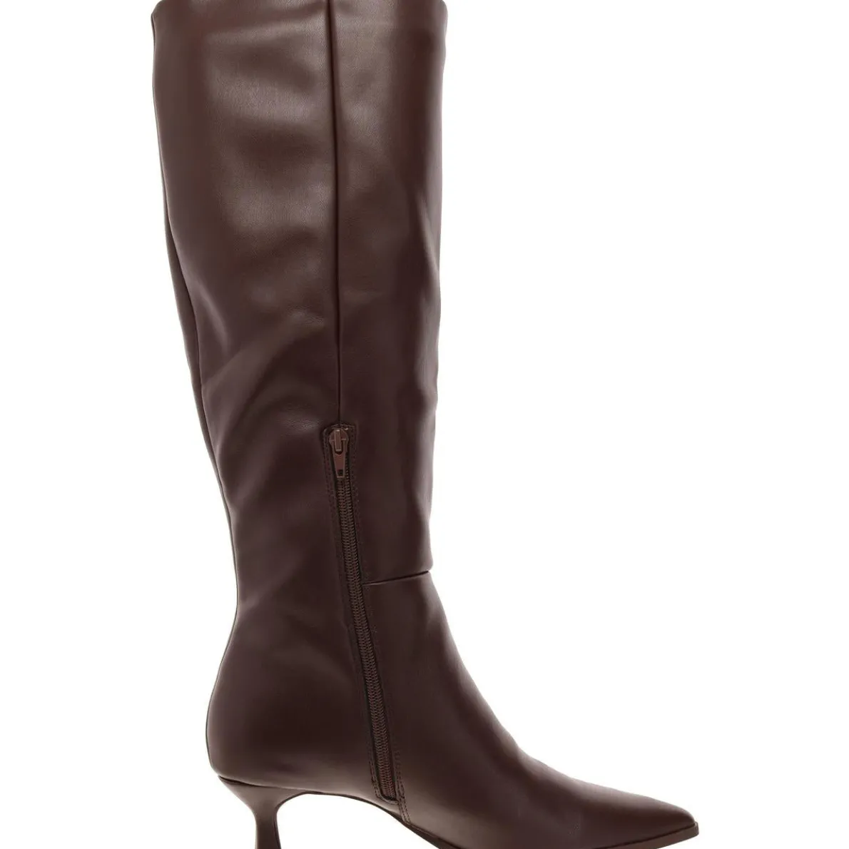 Debutt Faux Leather Kitten Heel Knee-High Boots